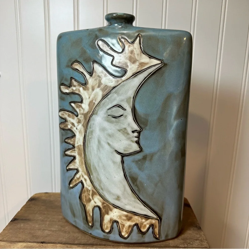 Mara Stoneware Pottery Sun Moon Face Ceramic Fantastic Sun Moon Energy